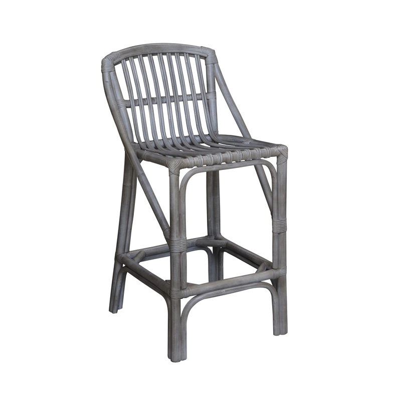 Orient Bay Rattan Bar Stool Old Grey Angle