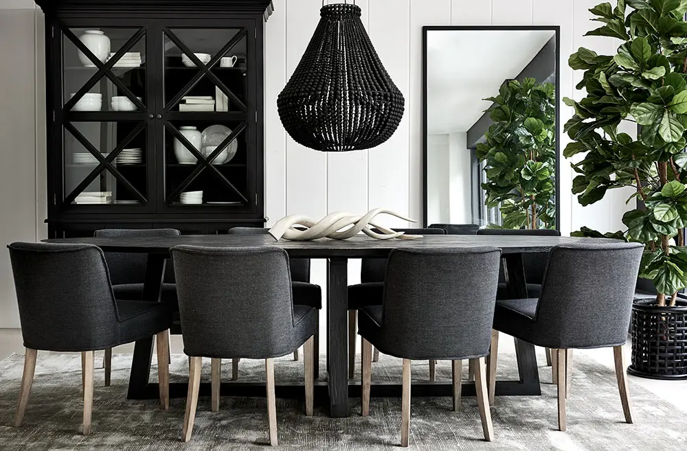 Hamptons Style Dining Room Including Oavils Dining Table Black And Lennox Dining Chair