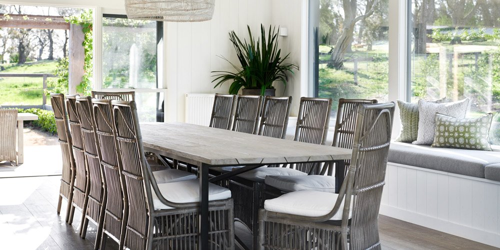 Hardwood Dining Table and Orient Bay dining chair old grey