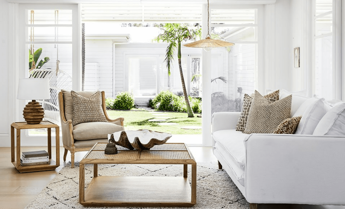 Hamptons Style Living Room With Beige Couch